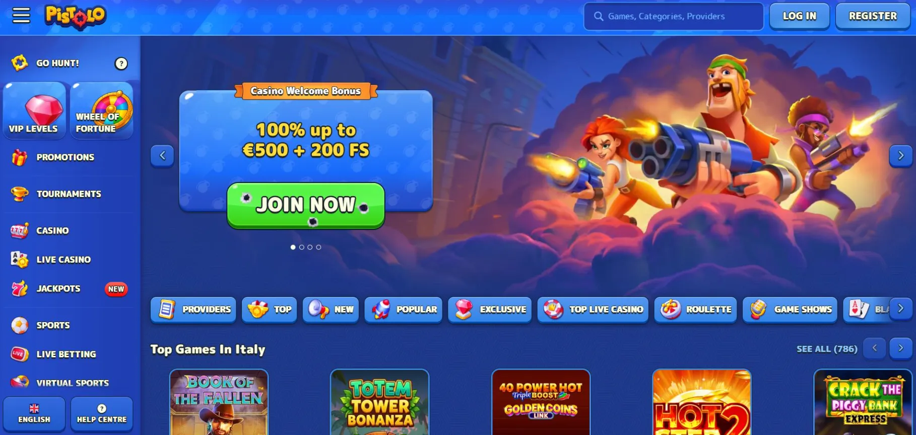 Pistolo Casino Screen