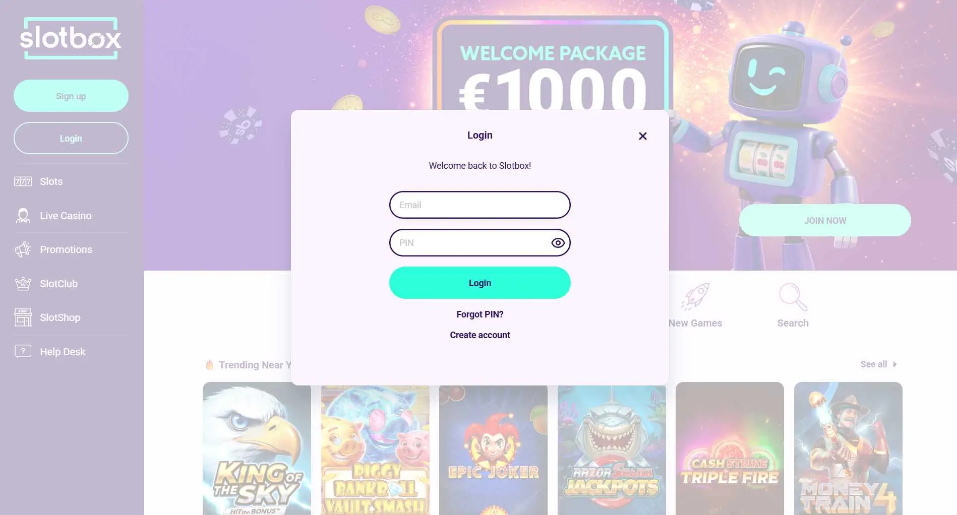 Slotbox Casino Screen